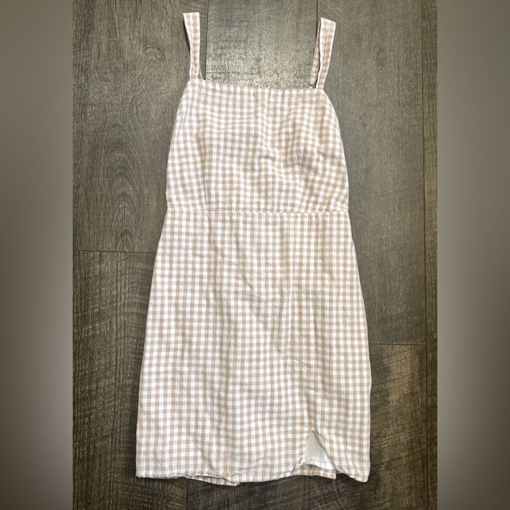 100% Cotton Abercrombie & Fitch Dress Beige and White Check size Small